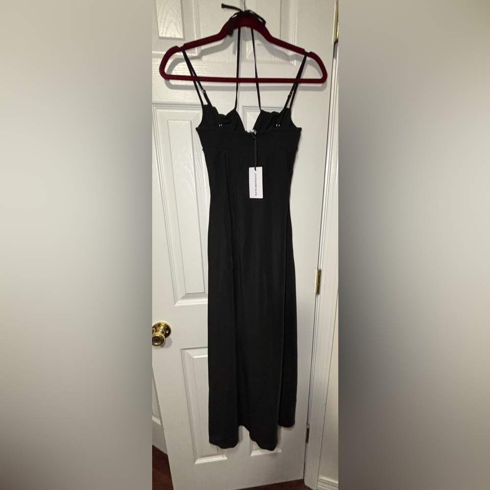 NWT WEWOREWHAT SZ XXS BLACK CAMI MIDI Dress W/Ruched Cups - Picture 6 of 8